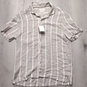 NWT Porter & Ash Shirt Mens Extra Large Multi Color Vertical Stripe Linen Blend